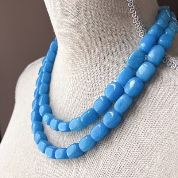 Signed Silpada Sterling Silver Double Strand Blue Magnesite Gemstone Necklace 20 - Picture 2 of 13
